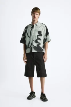 Online CAMISA RAYAS ESTAMPADO SPRAY Hombre Camisas