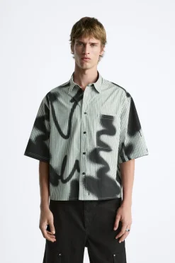 Online CAMISA RAYAS ESTAMPADO SPRAY Hombre Camisas