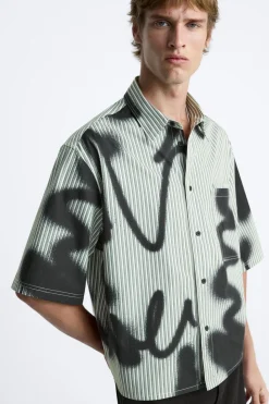 Online CAMISA RAYAS ESTAMPADO SPRAY Hombre Camisas