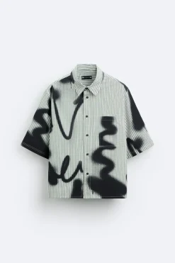 Online CAMISA RAYAS ESTAMPADO SPRAY Hombre Camisas