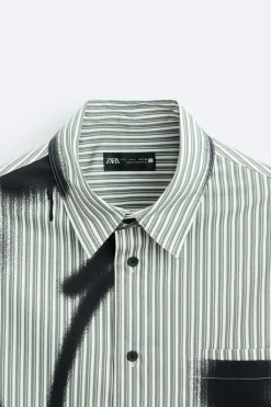 Online CAMISA RAYAS ESTAMPADO SPRAY Hombre Camisas