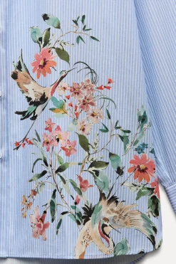 New CAMISA RAYAS PÁJAROS Mujer Camisas / Blusas