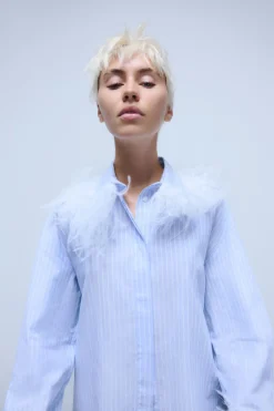 Fashion CAMISA RAYAS PLUMAS Mujer Camisas / Blusas