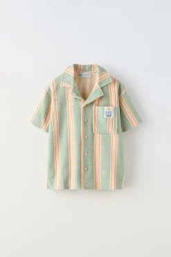 Niños ZARA 6 - 14 Años·Camisetas|6 - 14 Años·Camisas / Sobrecamisas<CAMISA RAYAS TOALLA ETIQUETA