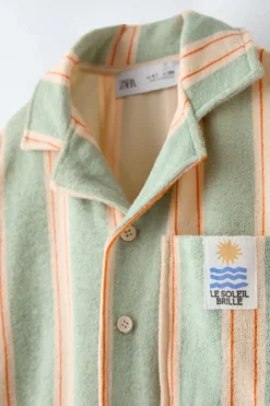 Niños ZARA 6 - 14 Años·Camisetas|6 - 14 Años·Camisas / Sobrecamisas<CAMISA RAYAS TOALLA ETIQUETA