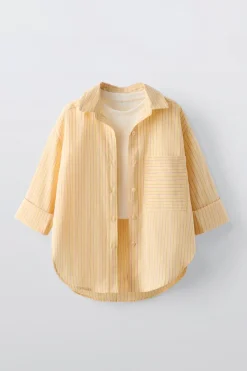 Niños ZARA 6 - 14 Años·Blusas / Camisas<CAMISA RAYAS Y TOP RIB