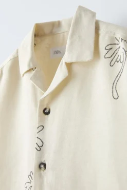 Niños ZARA 6 - 14 Años·Camisas / Sobrecamisas<CAMISA RÚSTICA PALMERAS