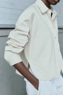 New CAMISA SARGA SATINADA Mujer Camisas / Blusas