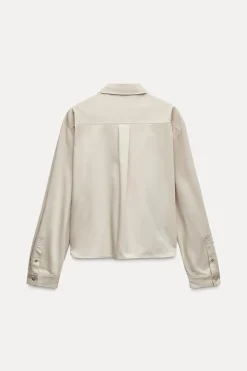 New CAMISA SARGA SATINADA Mujer Camisas / Blusas