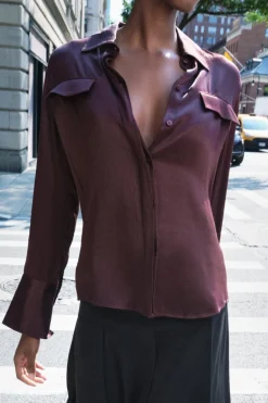 Best CAMISA SATINADA BOLSILLOS ZW COLLECTION Mujer Camisas / Blusas