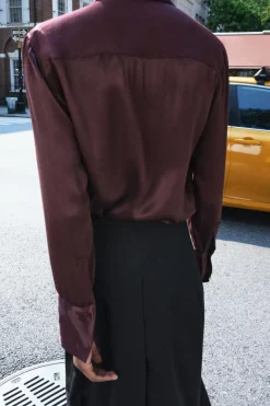 Best CAMISA SATINADA BOLSILLOS ZW COLLECTION Mujer Camisas / Blusas