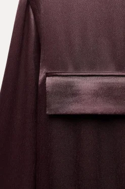 Best CAMISA SATINADA BOLSILLOS ZW COLLECTION Mujer Camisas / Blusas