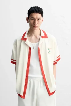 Fashion CAMISA SATINADA CONTRASTE Hombre Camisas