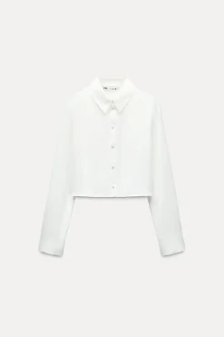 Online CAMISA SATINADA CROP Mujer Camisas / Blusas