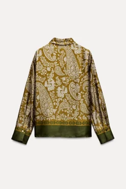 New CAMISA SATINADA ESTAMPADA Mujer Camisas / Blusas