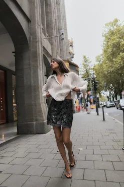 Fashion CAMISA SATINADA NUDO Mujer Camisas / Blusas