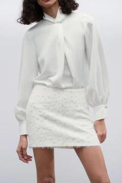 Fashion CAMISA SATINADA NUDO Mujer Camisas / Blusas