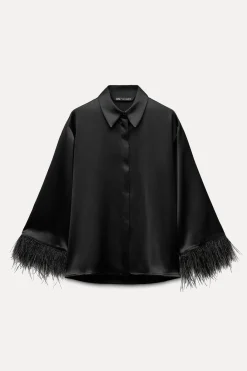 New CAMISA SATINADA PLUMAS Mujer Camisas / Blusas