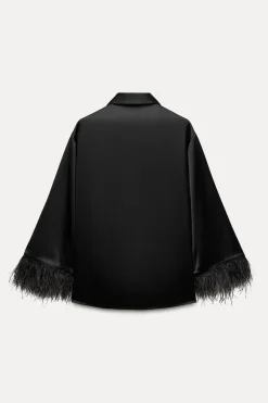 New CAMISA SATINADA PLUMAS Mujer Camisas / Blusas