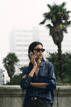 Clearance CAMISA SATINADA RAYAS Mujer Camisas / Blusas