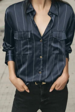 Clearance CAMISA SATINADA RAYAS Mujer Camisas / Blusas