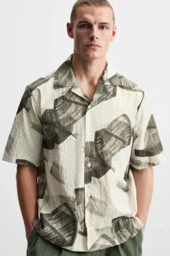 Discount CAMISA SEERSUCKER ESTAMPADO ABSTRACTO Hombre Camisas