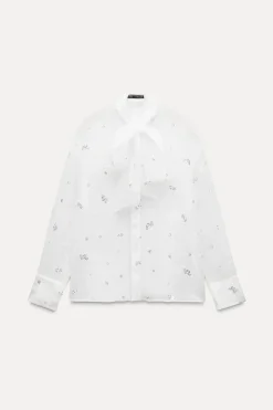 Fashion CAMISA SEMITRANSPARENTE ABALORIOS LENTEJUELAS Mujer Camisas / Blusas