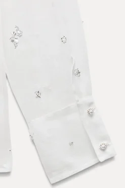 Fashion CAMISA SEMITRANSPARENTE ABALORIOS LENTEJUELAS Mujer Camisas / Blusas