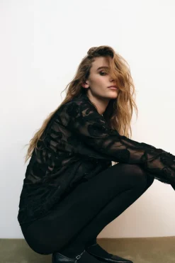 Best CAMISA SEMITRANSPARENTE ESTRUCTURA FLOR Mujer Camisas / Blusas