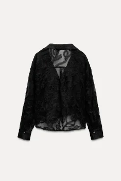 Best CAMISA SEMITRANSPARENTE ESTRUCTURA FLOR Mujer Camisas / Blusas