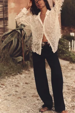 New CAMISA SEMITRANSPARENTE FLECOS Mujer Camisas / Blusas