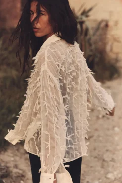 New CAMISA SEMITRANSPARENTE FLECOS Mujer Camisas / Blusas