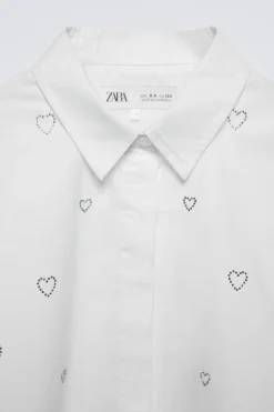 Niños ZARA 6 - 14 Años·Blusas / Camisas<CAMISA STRASS CORAZONES