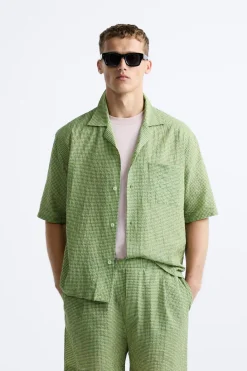 Outlet CAMISA TEXTURA CUADROS Hombre Camisas