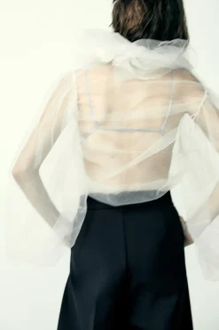 New CAMISA TUL CUELLO VOLUMEN Mujer Camisas / Blusas