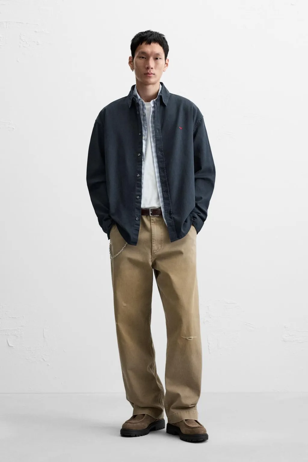 New CAMISA TWILL BORDADO Hombre Camisas