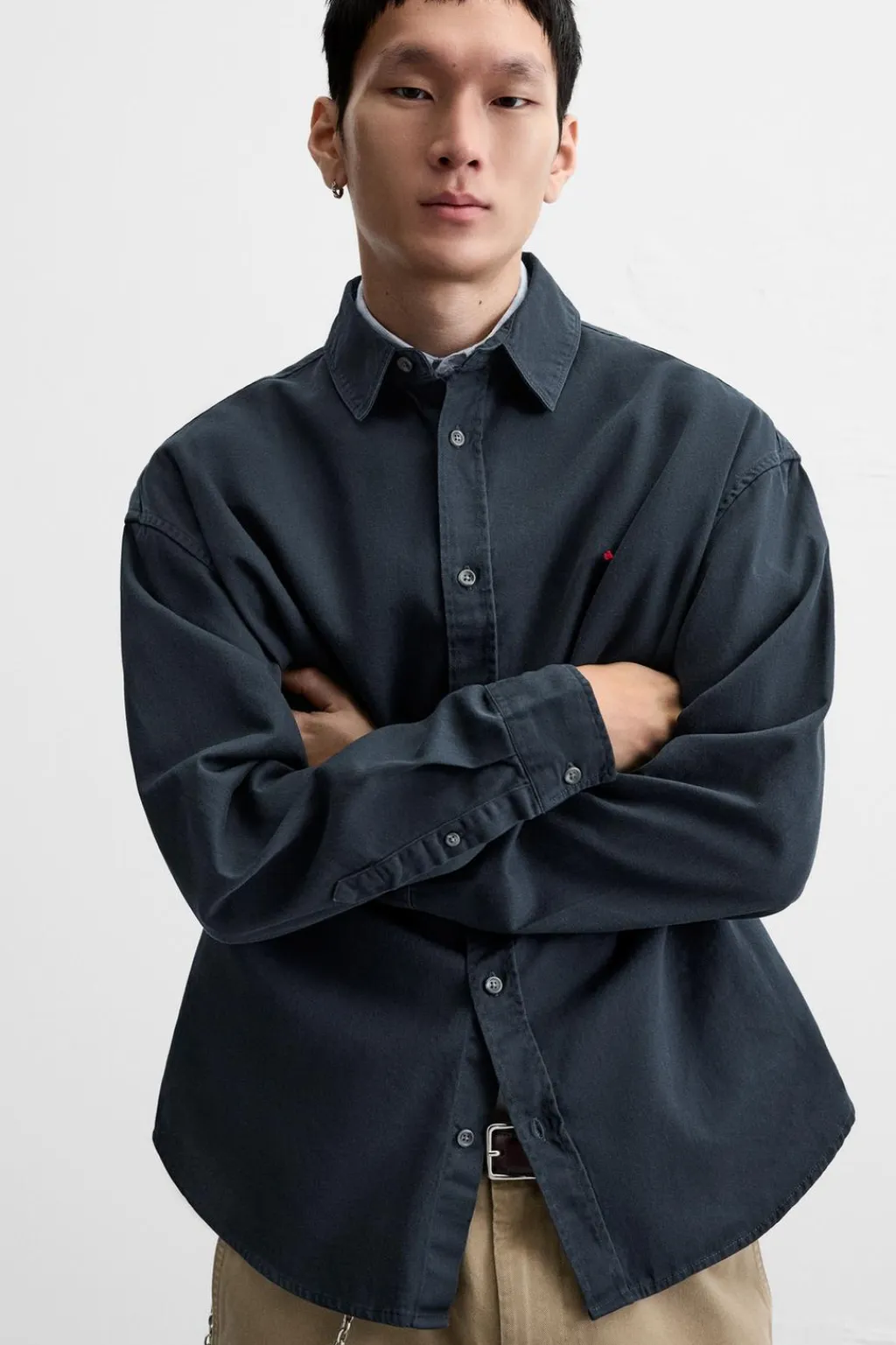 New CAMISA TWILL BORDADO Hombre Camisas