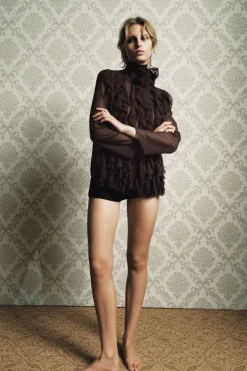 Fashion CAMISA VOLANTES Mujer Camisas / Blusas|Lenceria