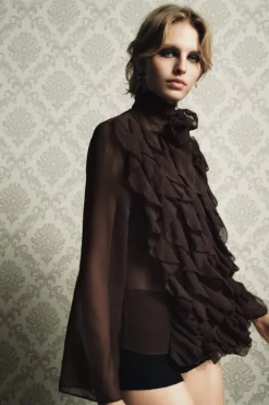 Fashion CAMISA VOLANTES Mujer Camisas / Blusas|Lenceria