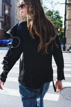 Sale CAMISA VOLANTES CONTRASTE ZW COLLECTION Mujer Camisas / Blusas