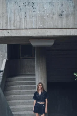 Fashion CAMISA Z1975 DENIM CROPPED Mujer Camisas / Blusas