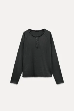 Discount CAMISETA ALGODÓN FLAMÉ EFECTO LAVADO Mujer Camisetas