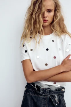 Discount CAMISETA APLICACIÓN ESPEJOS Mujer Camisetas
