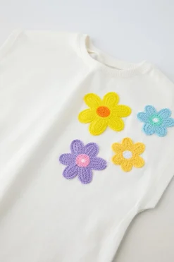 Niños ZARA 1½ - 6 Años·Camisetas|6 - 18 Meses·Camisetas<CAMISETA APLIQUE FLORES