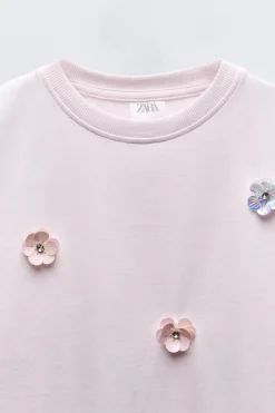 Niños ZARA 6 - 14 Años·Camisetas<CAMISETA APLIQUE FLORES