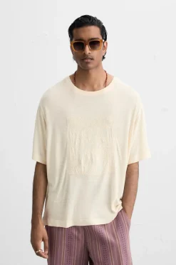 Outlet CAMISETA BORDADO GEOMÉTRICO Hombre Camisetas