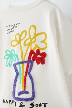 Niños ZARA 6 - 14 Años·Camisetas<CAMISETA BORDADO RIZO