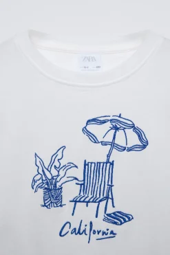 Niños ZARA 6 - 14 Años·Camisetas<CAMISETA BORDADO SILLA Y SOMBRILLA