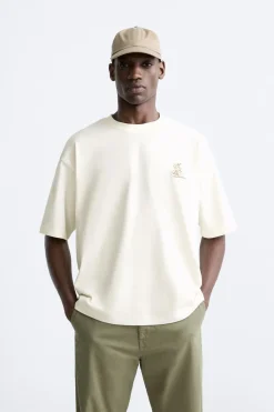 Outlet CAMISETA BORDADOS CONTRASTE Hombre Camisetas