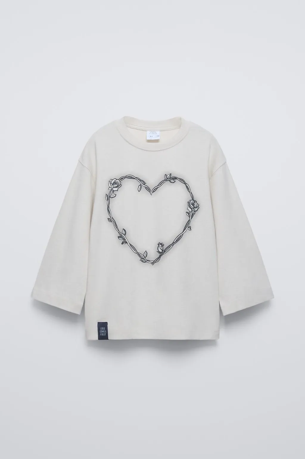 Niños ZARA 6 - 14 Años·Camisetas<CAMISETA CORAZÓN Y FLORES